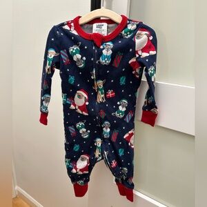 Lands End Zip Sleeper Pajama Onesie Christmas Cats Dogs | 6-9 Months